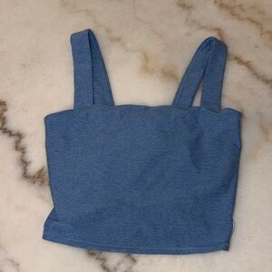 Vuori Square-Neck Heathered Blue Crop Tank